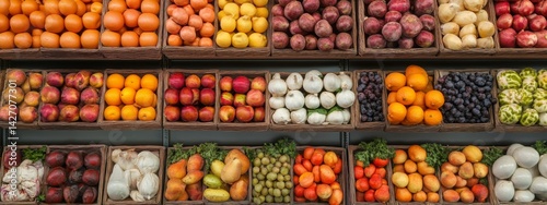 Wallpaper Mural Sorted Fruits in Grocery Store Grid Torontodigital.ca