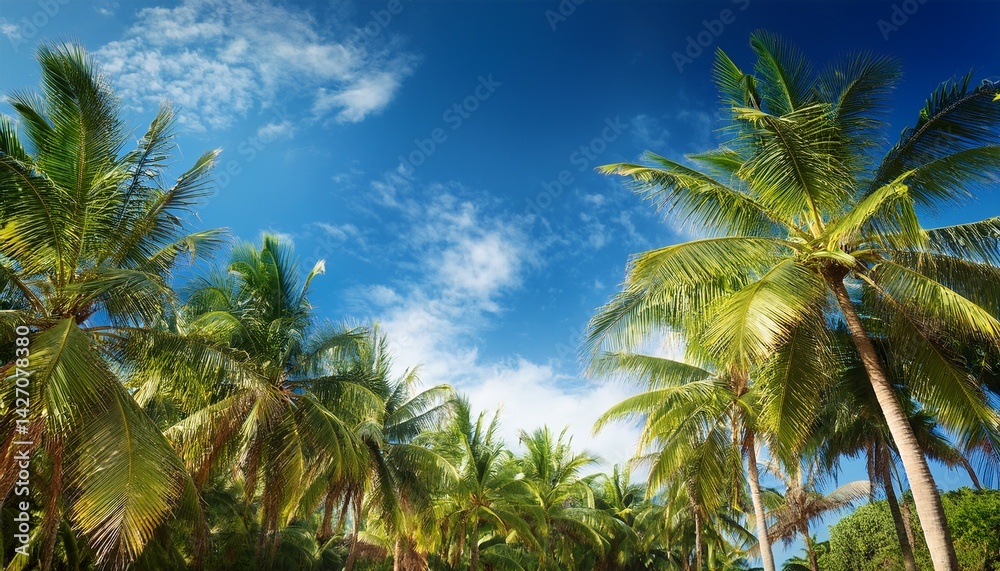 Fototapeta premium tropical palm trees under blue sky