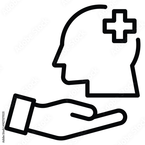 Care in Mental and Emotional Health icon line vector illustration