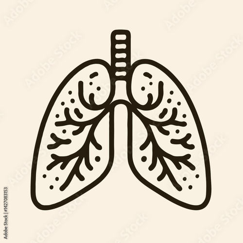 Human lungs icon in minimal black line drawing