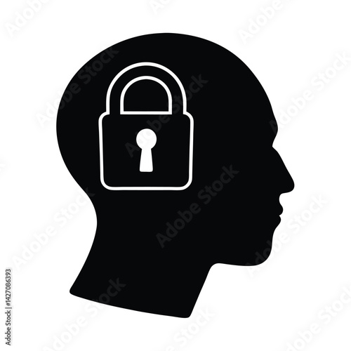 Profile of Man with Brain as Chain Concept