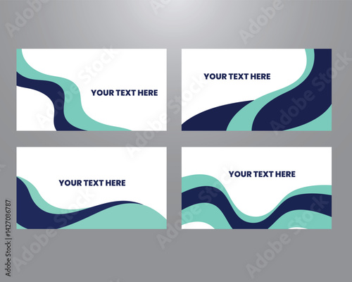 Clean and elegant abstract wave banners in dark blue and cyan shades with space for text ideal for corporate flyers, digital promotions, or modern ads