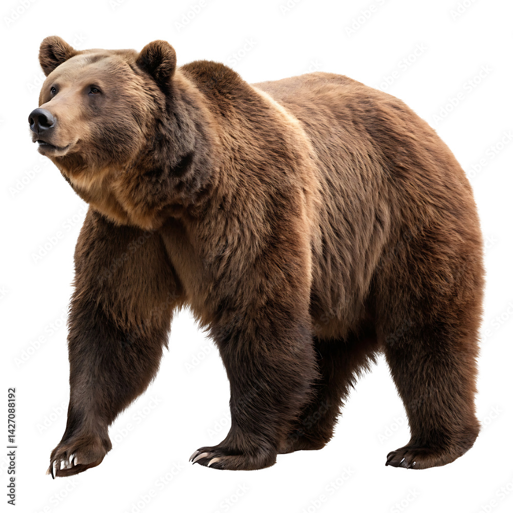 Fototapeta premium Large Brown Bear Standing isolated transparent background