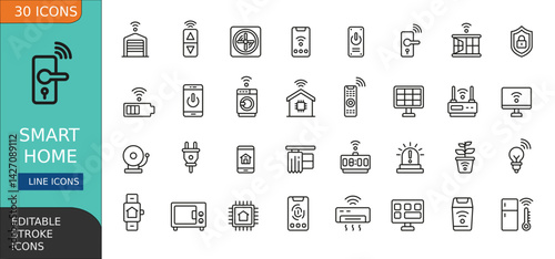 Smart home icon set collection . smart house with automation control system vector illustration