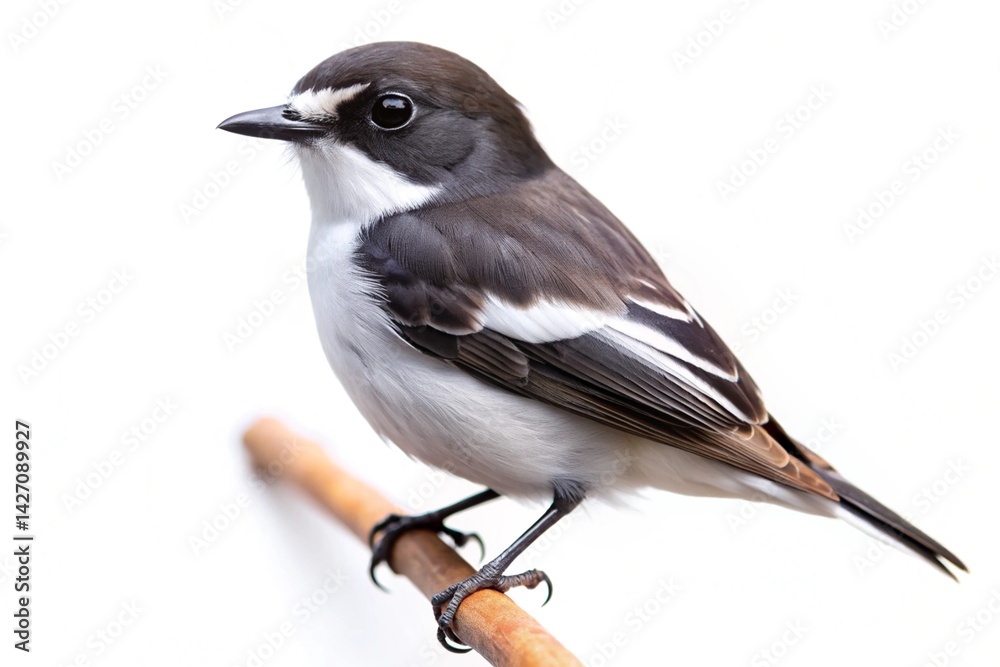Fototapeta premium little pied flycatcher isolated on white background
