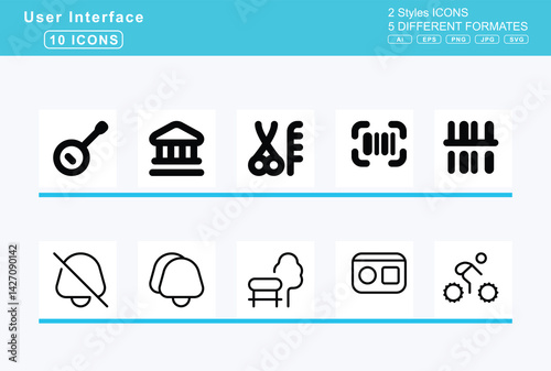 Set of 5 rounded user interface icons,ban, bug, band, aid, bangladeshi, taka, sign, banjo
