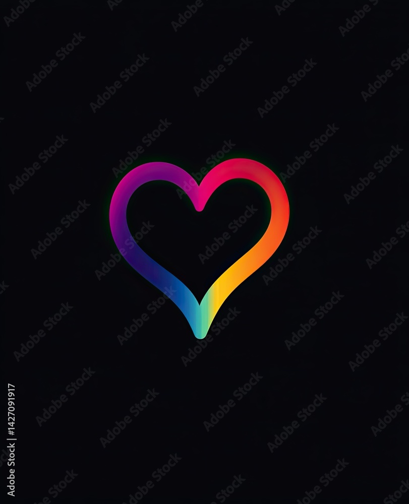 Rainbow colored heart on a black background Rainbow colored heart on a black background