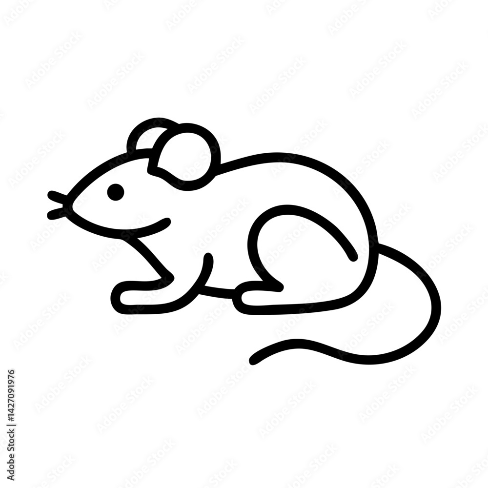 Fototapeta premium Rat Icon Outline – Mouse Animal Vector Line Art
