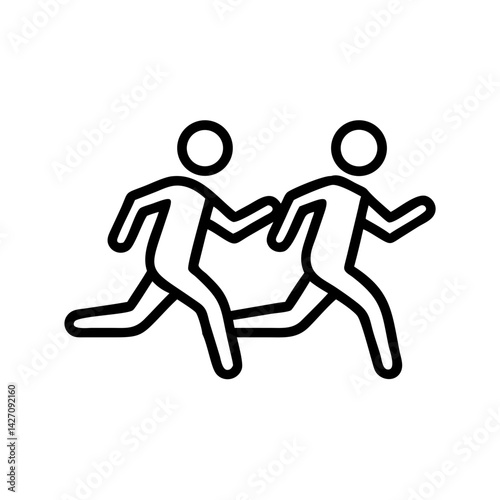Marathon Runners Outline Vector Illustration