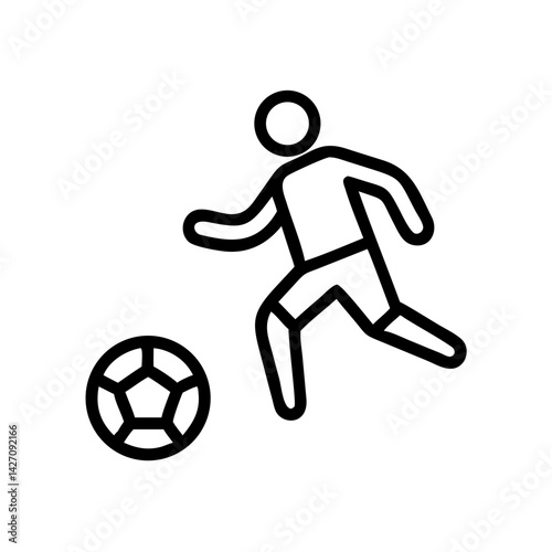 Football Player Outline Vector – Football Athlete Kicking Ball Icon