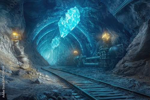 Glacial Train Tunnel Mystical Ice Cave Journey.