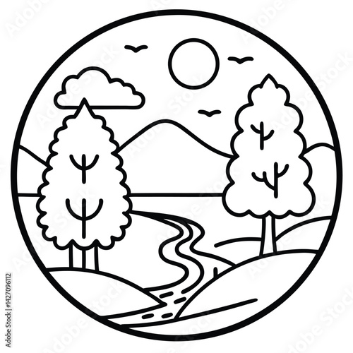 Whimsical vector art of a funny alien character on a sketched alien planet with a cartoon dragon