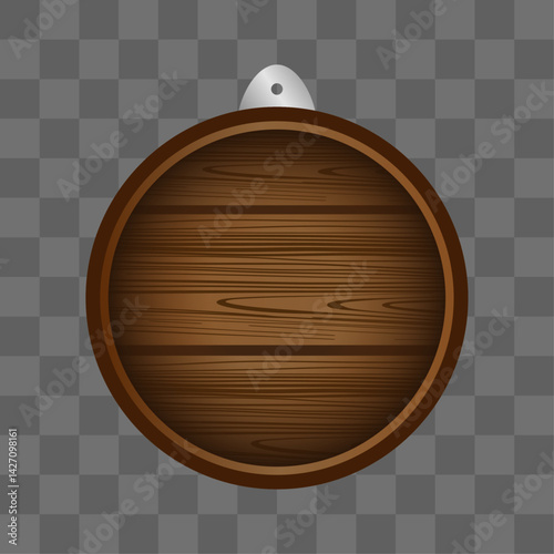 Wooden board sign blank promotion and decoration with transparent background. Wood banner billboard in old vintage style on wall