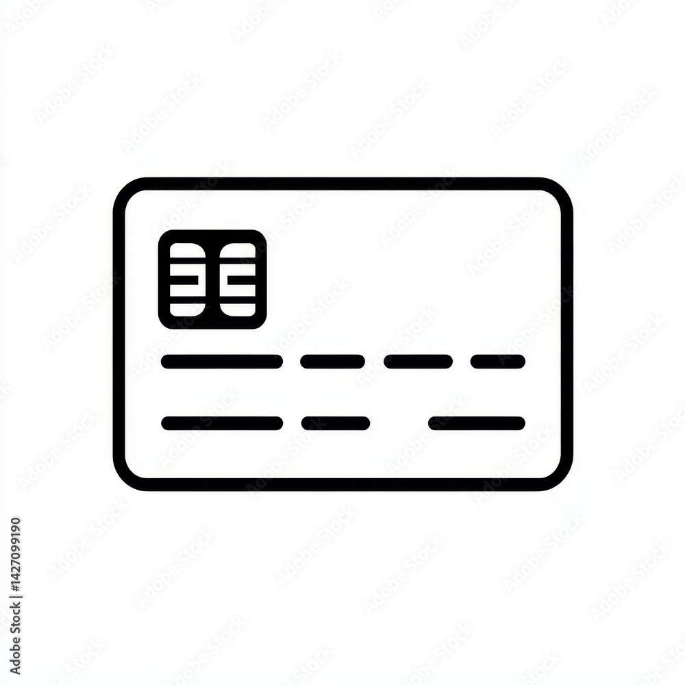 On a white background, a minimalist mockup of a credit card is presented with space available for adding text On a white background, a minimalist mockup of a credit card is presented with space available for adding text