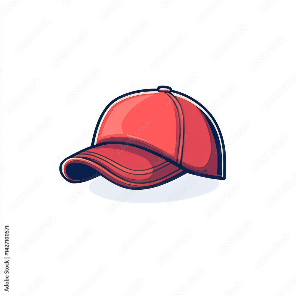 Fototapeta premium A vibrant red baseball cap is set against a white background, providing ample copy space