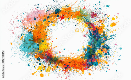 A colorful circle with a white background
