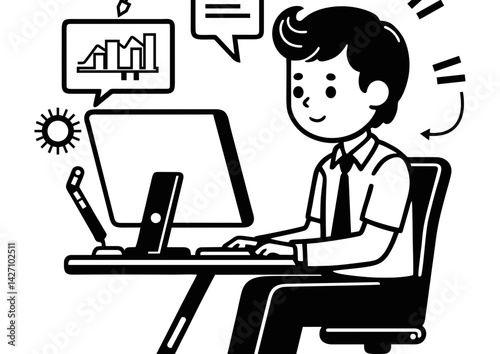 Young remote worker typing on laptop in home setting 