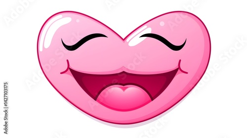 Cute Kawaii Pink Letter Cartoon with Heart Shape Lips for Design Projects