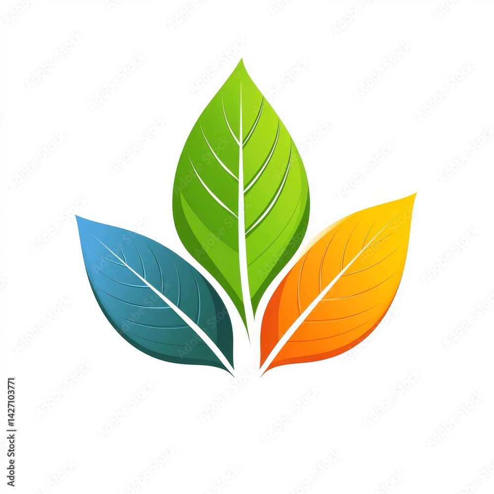 Vibrant and colorful leaf illustrations are beautifully presented on a white background in this nature-inspired graphic design Vibrant and colorful leaf illustrations are beautifully presented on a white background in this nature-inspired graphic design