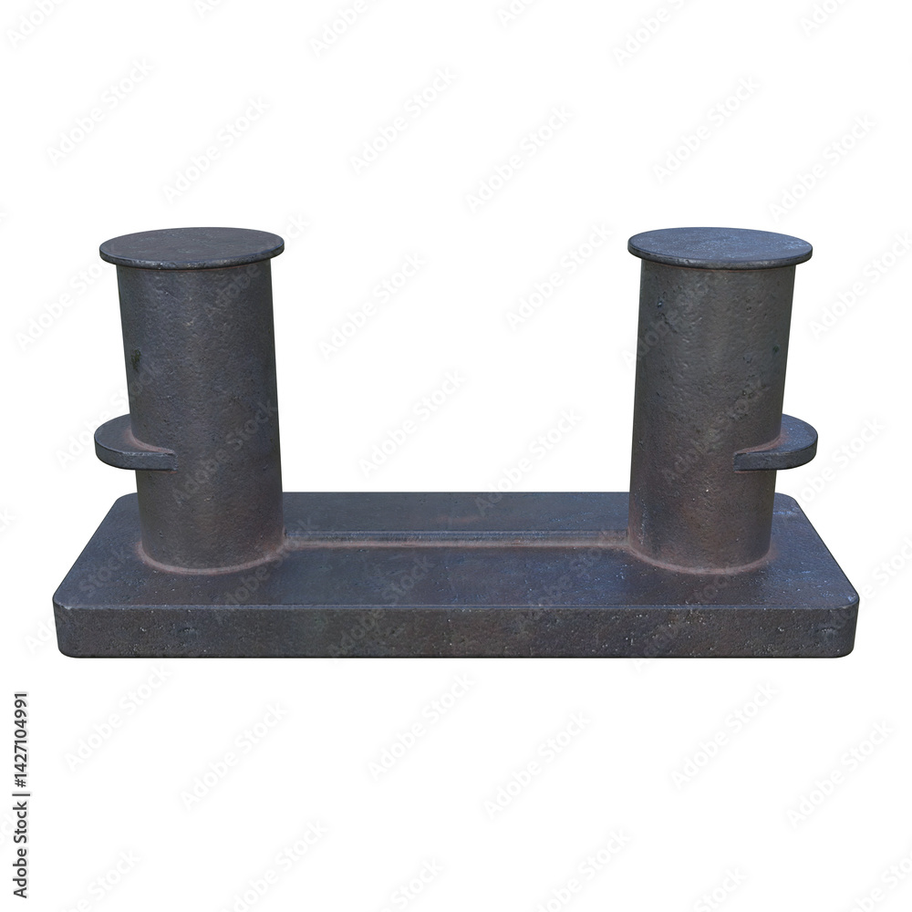 Old Mooring Bollard, 3d illustration isolated on white background