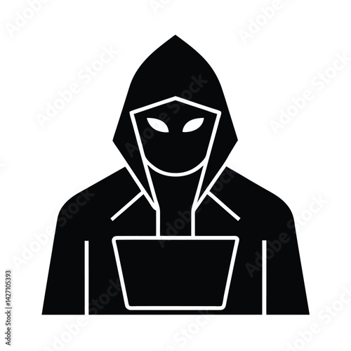 Criminal Hacker Icon in Silhouette Style