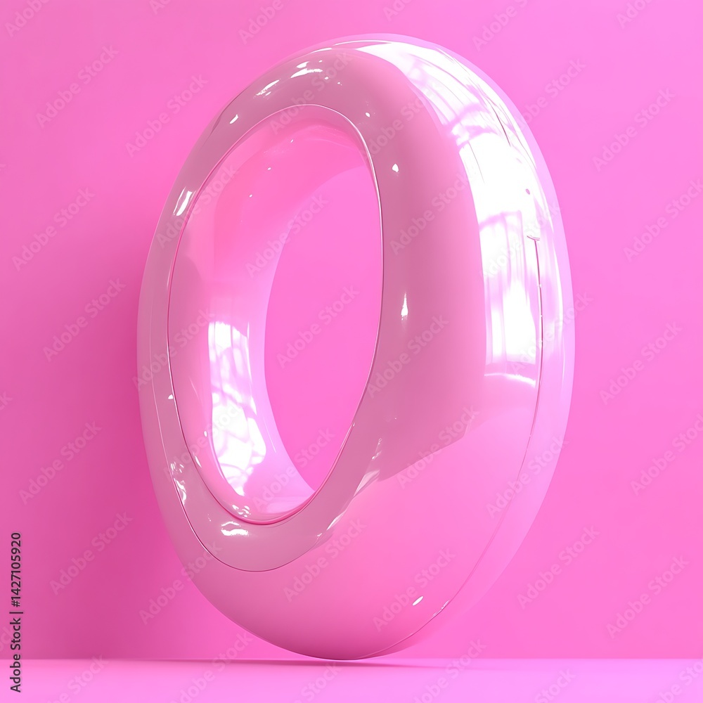 A Glossy Pink Donut Shaped Object Against a Pink Backdrop A Glossy Pink Donut Shaped Object Against a Pink Backdrop