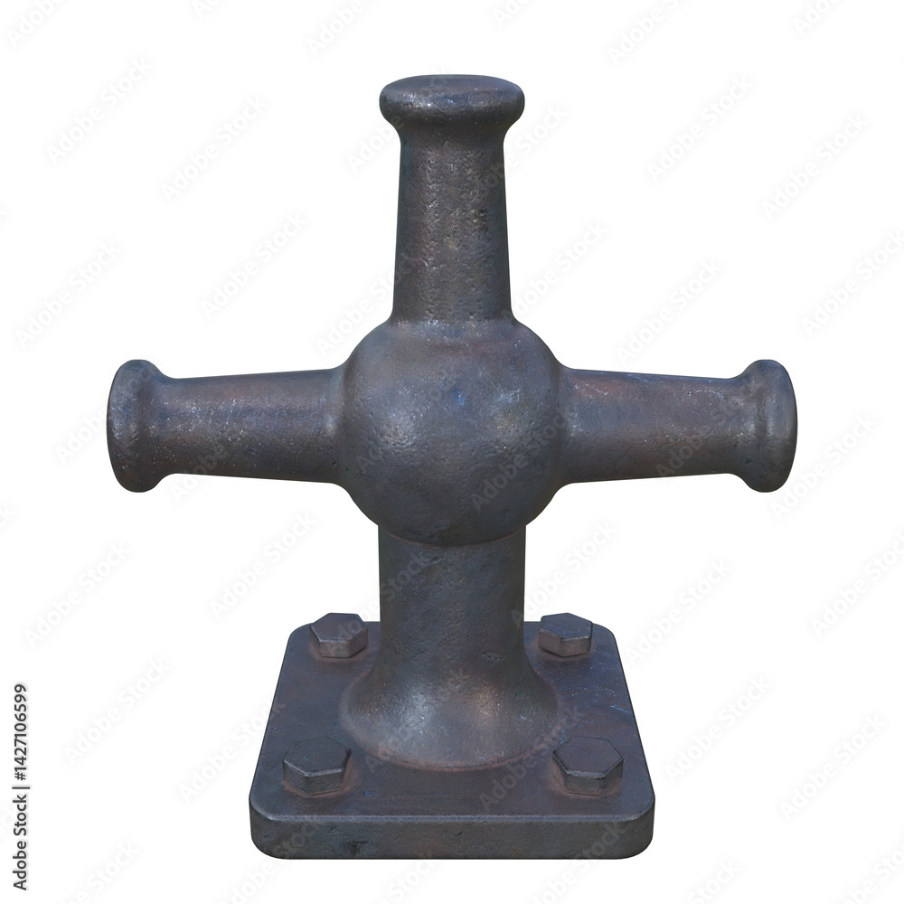 Old Mooring Bollard, 3d illustration isolated on white background Old Mooring Bollard, 3d illustration isolated on white background