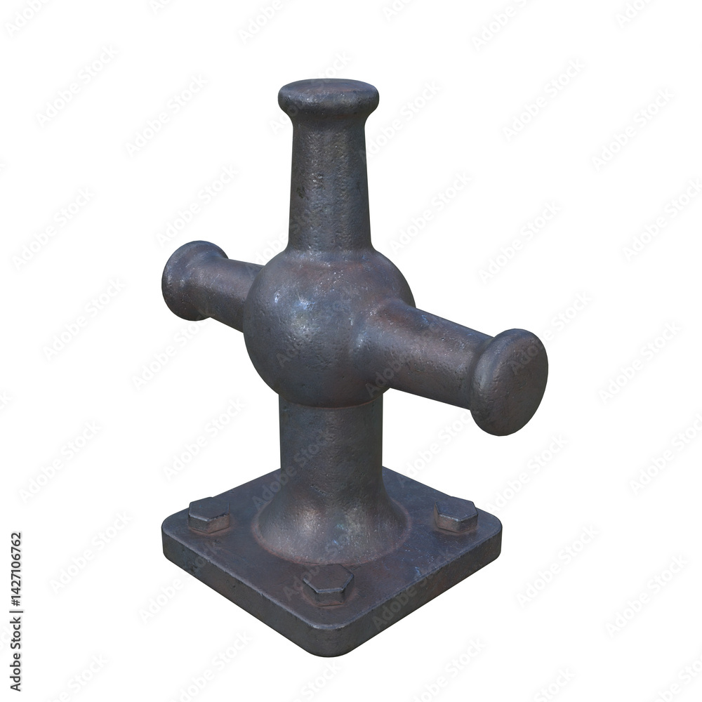 Old Mooring Bollard, 3d illustration isolated on white background