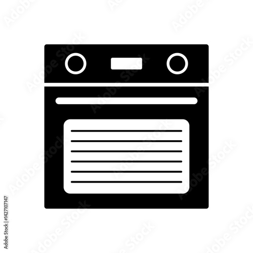 Oven icon. Black silhouette. Front view. Vector simple flat graphic illustration. Isolated object on white background. Isolate.