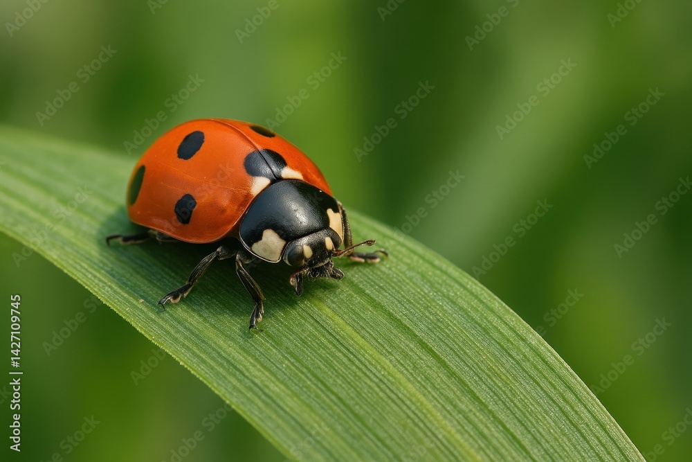 Vibrant ladybug on leaf Vibrant ladybug on leaf