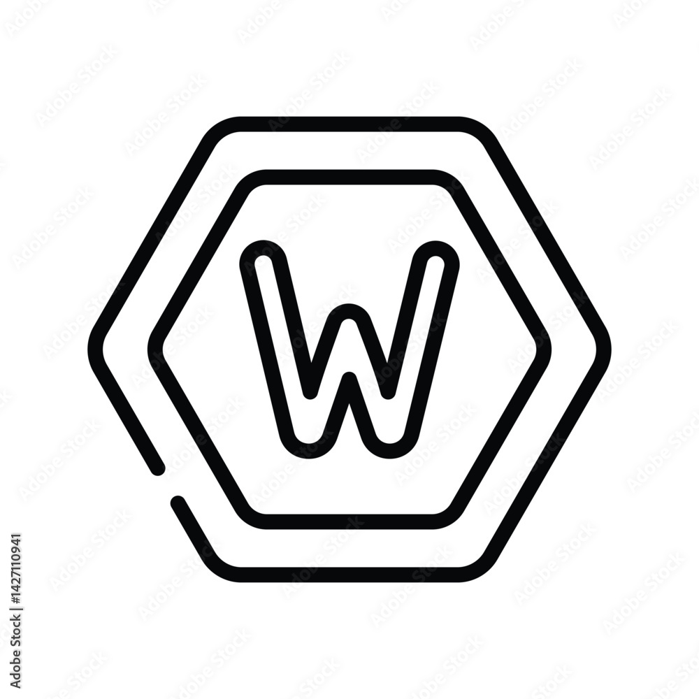 Letter W Icon vector stock illustration