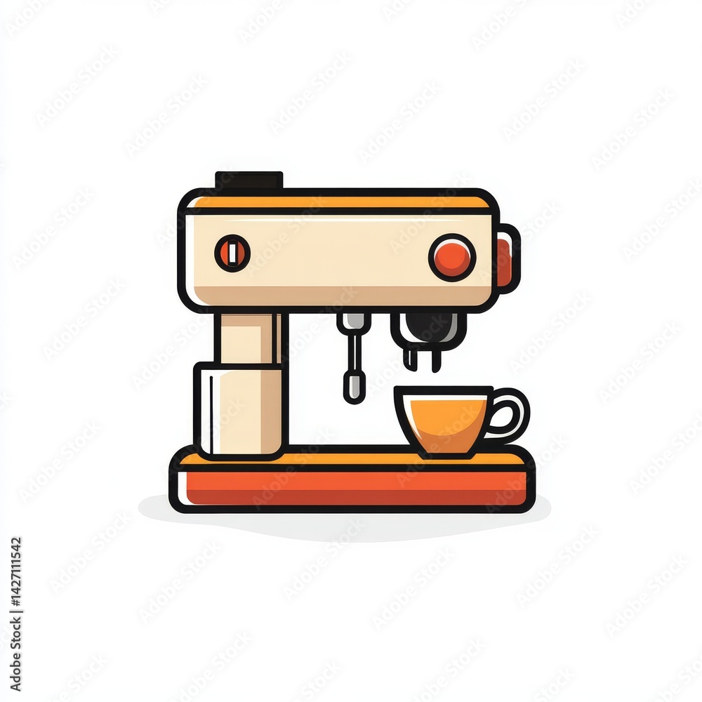 A coffee maker featuring an orange design is brewing fresh coffee A coffee maker featuring an orange design is brewing fresh coffee