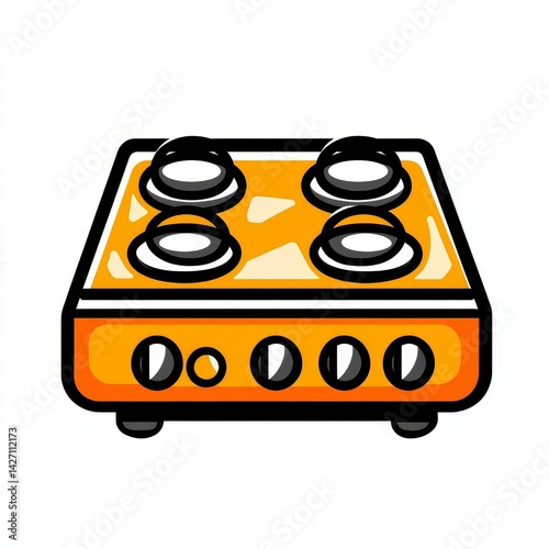 Induction cooktop featuring knobs and burners in a minimalist style