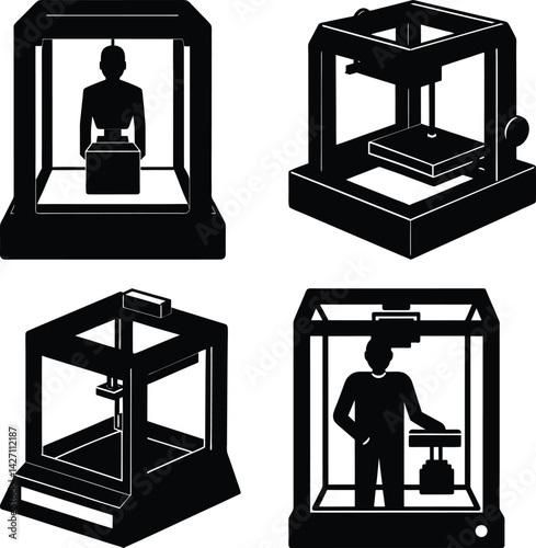 3D Printer silhouette vector