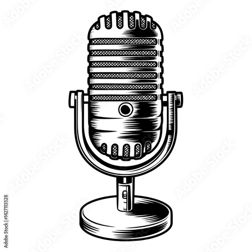 retro microphone isolated on white background