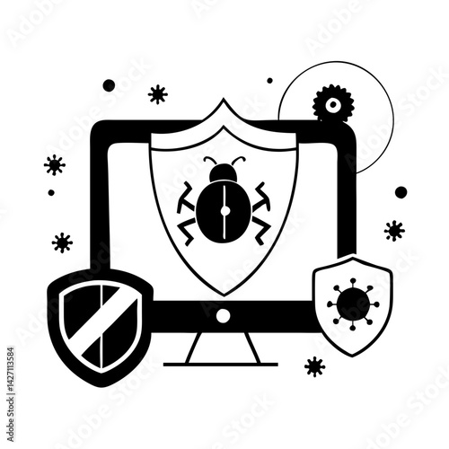 antivirus software icon, antivirus software silhouette vector illustration-simple silhouette illustration of antivirus software,antivirus software vector