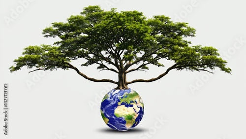 Planet earth and globe concept symbolizing the earth's ecological systems, sustainability, environmental consciousness, and global connectedness.