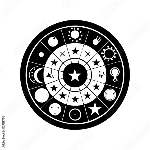 astrological wheel icon, astrological wheel silhouette vector illustration-simple silhouette illustration of astrological wheel,astrological wheel vector