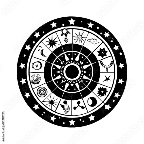 astrological wheel icon, astrological wheel silhouette vector illustration-simple silhouette illustration of astrological wheel,astrological wheel vector