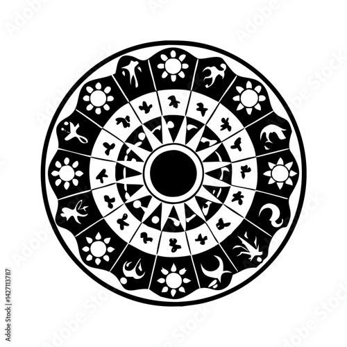 astrological wheel icon, astrological wheel silhouette vector illustration-simple silhouette illustration of astrological wheel,astrological wheel vector