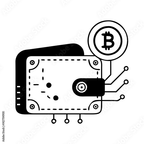 bitcoin wallet icon, bitcoin wallet silhouette vector illustration-simple silhouette illustration of bitcoin wallet,bitcoin wallet vector