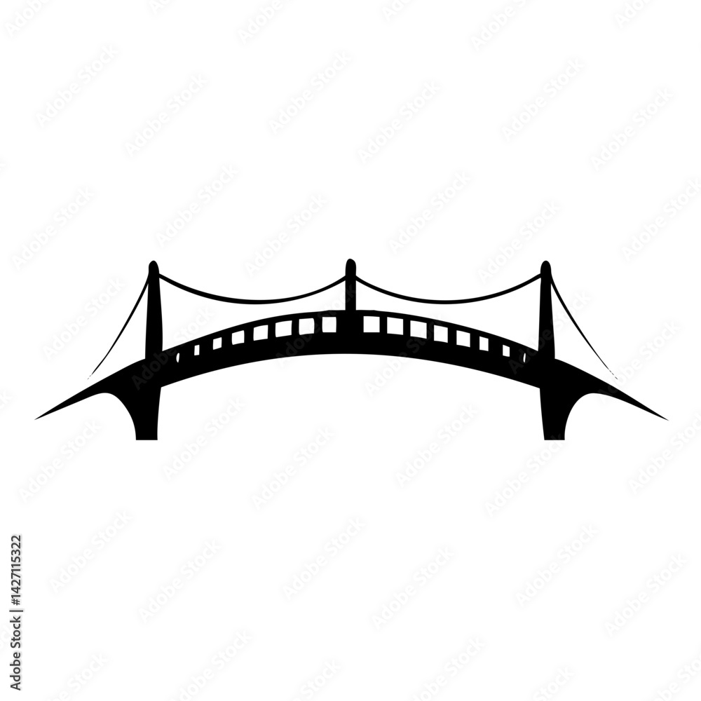 Obraz premium bridge icon, bridge silhouette vector illustration-simple silhouette illustration of bridge,bridge vector