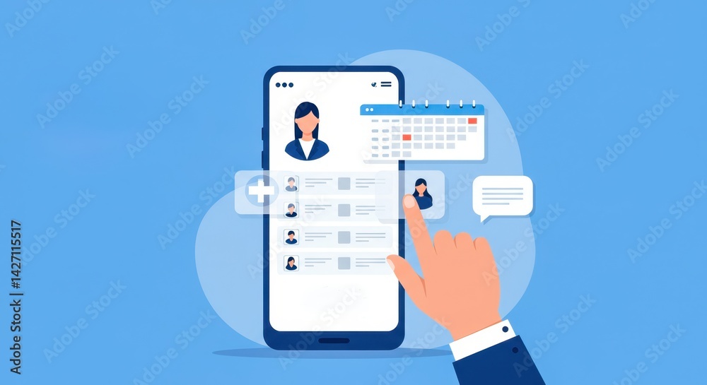 Hand touching phone interface isolated on white background. Hand touching phone interface isolated on white background.