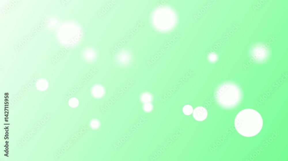 Light green diffused bokeh lights background. 4k defocused particles animation background