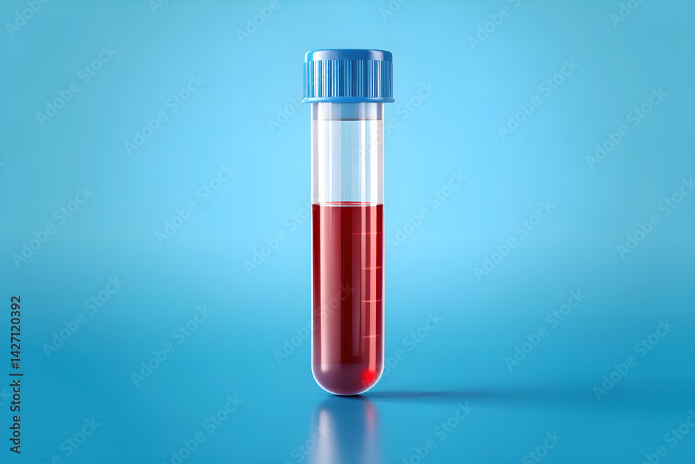 A glass container holds red liquid, another a blue liquid, and a third shows blood, all as objects of scientific care. A glass container holds red liquid, another a blue liquid, and a third shows blood, all as objects of scientific care.