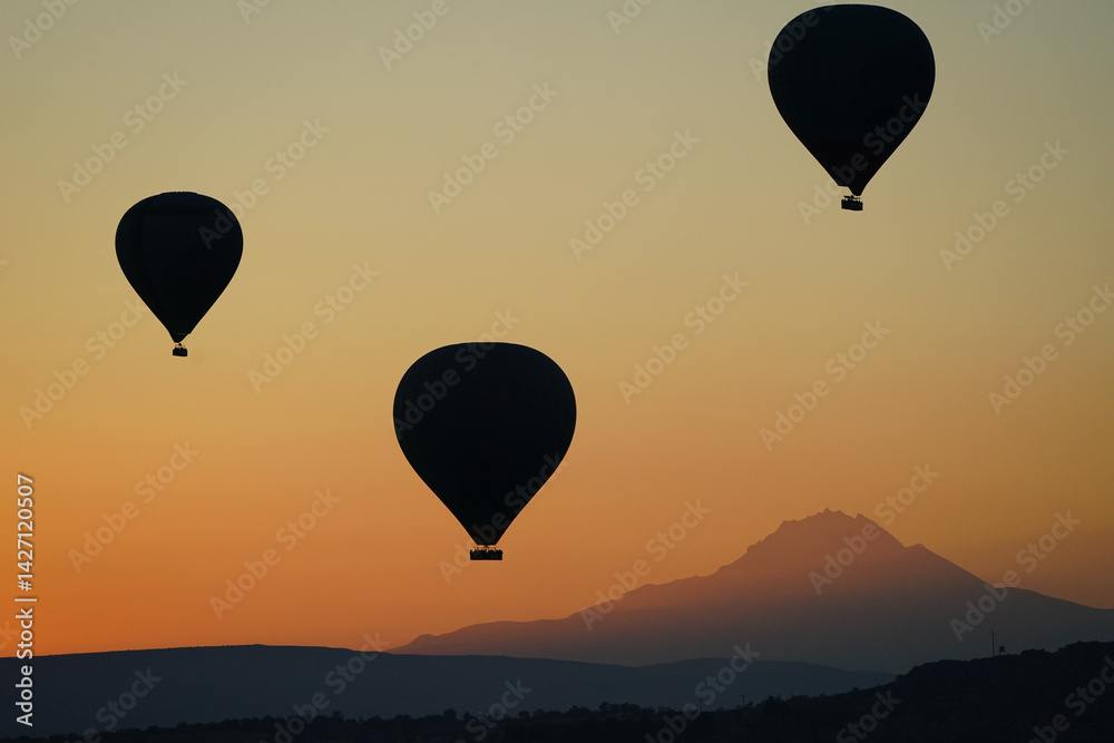 Naklejka premium Hot Air Balloons in Cappadocia, Nevsehir, Turkiye