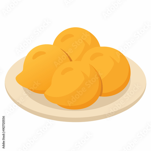 Delicious  sweets resting on white plate vector on white background.