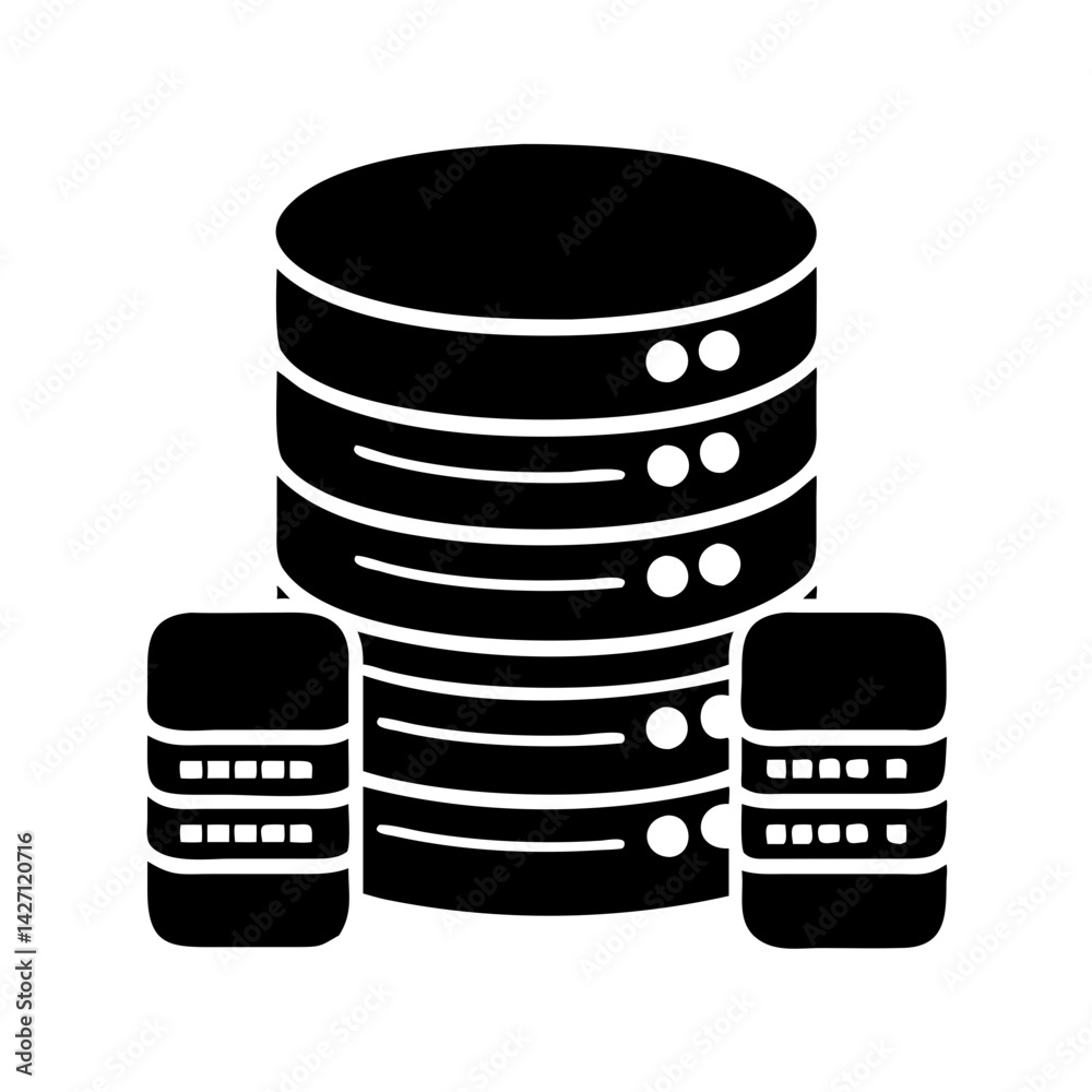 database icon, database silhouette vector illustration-simple silhouette illustration of database,database vector database icon, database silhouette vector illustration-simple silhouette illustration of database,database vector