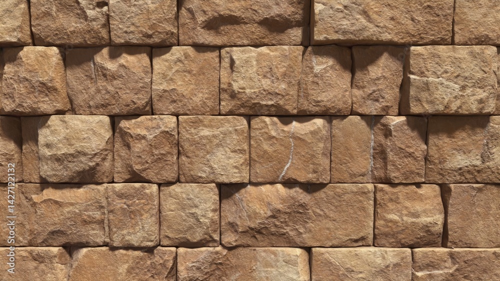 Obraz premium A wall made of uniform, rectangular bricks in a muted brown color.