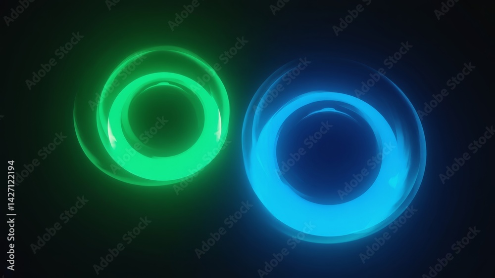 Colorful LED circular lights on a black background.